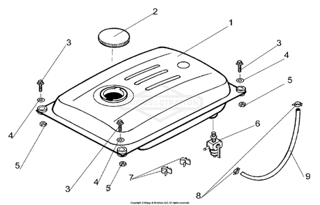 Part Location Diagram of 102025GS Briggs and Stratton Hose fuel 1/4id sae 30r7